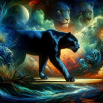 A captivating and symbolic image representing the concept of dreaming about a black jaguar. The scene should convey the power, mystery, and intensity