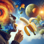 A creative and symbolic representation of a dream about eating a banana, signifying nutrition, satisfaction, and desire. The scene should be visually