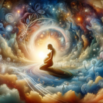 A dreamy and symbolic representation of dreaming about being pregnant. The image depicts a surreal and ethereal scene that captures the essence of new