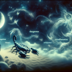 A dreamy, symbolic scene portraying the theme of dreaming about scorpions. The image captures the essence of danger, transformation, and deep psycholo