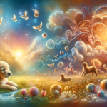 A heartwarming and insightful representation of dreaming about a puppy, capturing the themes of innocence, care, and new beginnings. The image depicts