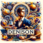 A modern and distinctive interpretation of the name Denison, reflecting its connections to Dionysius, the Greek god of wine and ecstasy. This image sh
