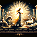 A representation of the name ‘Elaine’, inspired by its Greek origins and connections to mythology, with elements of brightness, grace, and noble chara