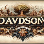 A robust and traditional illustration representing the name Davidson, embodying the themes of heritage and strength. The image should feature elements