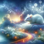 A serene and insightful representation of dreaming about a white rat, symbolizing purity, renewal, and the overcoming of fears. This image should feat
