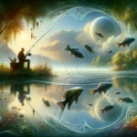 A serene and symbolic representation of dreaming about fishing, highlighting the themes of introspection, patience, and the pursuit of self-discovery