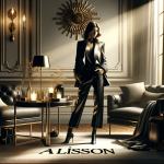 A sophisticated and contemporary scene representing the name ‘Alisson’, embodying its meanings of nobility and versatility. The image captures the ess