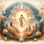 A symbolic and artistic representation of the meaning of the name Talita, emphasizing its themes of rebirth and grace. The image should depict a seren