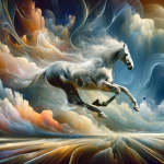 A symbolic and dynamic representation of the theme ‘O Galope do Inconsciente Interpretando Sonhos com Cavalos Correndo’. The image features a dreamli