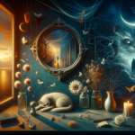 A symbolic and somewhat eerie representation of the concept ‘Unraveling the Mystery The Meaning of Dreaming About a Dead Cat.’ The scene is set in a
