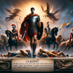 A visual interpretation of the name Cláudio, reflecting its rich heritage and aura of nobility. The scene should embody elements from its Latin origin