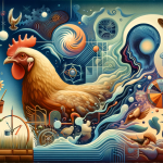 A visual representation of a psychological and symbolic analysis of a dream about a dead chicken. The image includes symbolic elements like a depictio