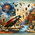 A visual representation of the psychological and symbolic analysis of a dream about cockroaches. The image includes symbolic elements like a depiction