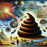 A visual representation of the psychological and symbolic analysis of a dream about feces. The image includes symbolic elements like a depiction of fe