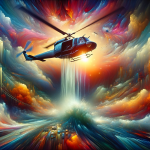 A vivid and impactful representation of dreaming about a helicopter crashing, capturing the themes of loss of control, fear of failure, and significan