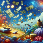 A vivid, dreamlike depiction of finding money in a dream, symbolizing prosperity, self-worth, and potential. The scene should be imaginative and rich