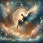 An artistic representation inspired by the name Ângela, depicting a serene and celestial scene. The image features an ethereal angelic figure, embodyi