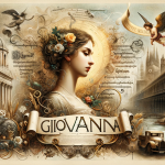 An elegant and historical illustration representing the name Giovanna, highlighting its Italian origins and divine grace. The image should feature ele