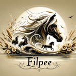 Create an artistic image representing the meaning of the name Filipe. The artwork should visually convey the themes of love for horses and a friend of