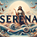 Create an artistic image representing the name Serena, symbolizing peace and tranquility. The artwork should visually convey the Latin origin of Seren