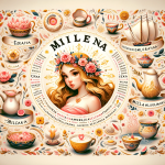 Create an image that captures the charm and delicacy of the name Milena. The central focus should be a gentle and endearing figure, symbolizing the Sl