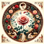 Create an image that embodies the classic and timeless beauty of the name Rosa. The central focus should be a graceful and elegant figure, symbolizing