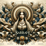 Create an image that reflects the classic significance and spiritual depth of the name Sarah. The central focus should be a dignified and graceful fig
