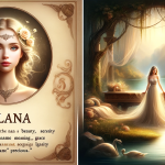Create an image that visually represents the meaning of the name Alana. The scene should depict a beautiful, elegant woman embodying the qualities of