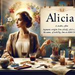 Create an image that visually represents the meaning of the name Alicia. The scene should depict an elegant, gentle woman embodying the qualities of n