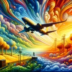 Imagine a scene filled with bright and cheerful colors, depicting the symbolic and profound moment of dreaming about an airplane falling from the sky