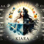 The image represents the meaning and origins of the name Kiara, a feminine name that has become popular in various cultures. Kiara has roots in Italia