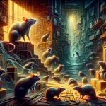 This image delves into the enigmatic world of dreaming about multiple rats, presenting a scene filled with symbolic interpretations and emotional unde