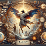 image represents the meaning of the name Lázaro, deeply rooted in history and religion. Originating from the Hebrew ‘Eleazar’, Lázaro means ‘God h