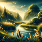 image that visually represents the meaning of the surname Barbosa. The scene should depict a connection with nature and aquatic landscapes,