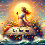 visual interpretation of the name Karina, reflecting its charm and vivacity. The scene should embody elements suggesting its possible Greek origin,