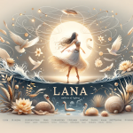 visual representation of the name ‘Lana’, capturing its multiple origins and meanings. The image should embody simplicity and elegance, refle