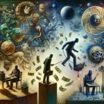 A complex and introspective representation of the concept ‘Interpreting Dreams of Theft The Meaning of Dreaming about Stealing Money.’ The scene is s