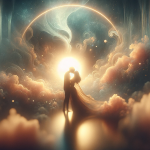 A dreamlike and romantic image that captures the essence of dreaming about kissing someone. The scene should be set in a surreal and ethereal environm