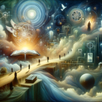 A dreamlike, spiritual image that visualizes the concept of ‘Dream Revelations The Meaning of Dreaming about the Bible’. The scene is set in a surrea