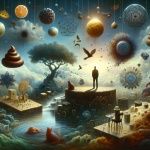 A dreamlike, symbolic image that visualizes the concept of ‘Deciphering Dreams The Hidden Meaning of Dreaming about Animal Feces’. The scene is set i