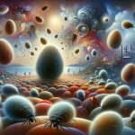 A dreamlike, symbolic image that visualizes the concept of ‘Exploring Dreams The Hidden Meaning of Lice Eggs (Nits)’. The scene is set in a surreal,