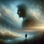 A poignant and reflective image depicting the concept of dreaming about the loss of a friend. The scene is set in a surreal, dreamlike landscape that