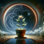 A serene and insightful representation of the psychological meaning of dreaming about a plant in a pot. The scene is set in a calming, dreamlike envir