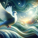 A serene and symbolic representation of a dream about a white dove, symbolizing peace, purity, and the quest for tranquility. The scene should be visu