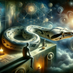 A surreal and introspective image representing the concept of dreaming about a boa constrictor. The scene is set in a dream-like, mysterious environme