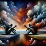 A symbolic and intense image representing the concept of dreaming about an argument or discussion. The scene should depict a metaphorical representati