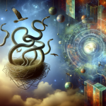 A symbolic and intriguing depiction of a dream featuring a snake nest, representing potential, danger, and the unknown. The scene should be visually e