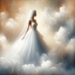 A symbolic and serene portrayal of a bride in a white dress, representing a dream about commitment, relationships, and significant life transitions. T
