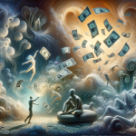 A thought-provoking and symbolic representation of dreaming about counterfeit money, illustrating the intersection between the conscious and unconscio