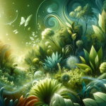 A vibrant and symbolic representation of the concept ‘O Verdor dos Sonhos Interpretando o Simbolismo de Sonhar com Plantas Verdes’. The image depicts